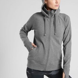 ATHLETA Triumph Atheleisure Grey Zip Up Hooded Sweatshirt Hoodie